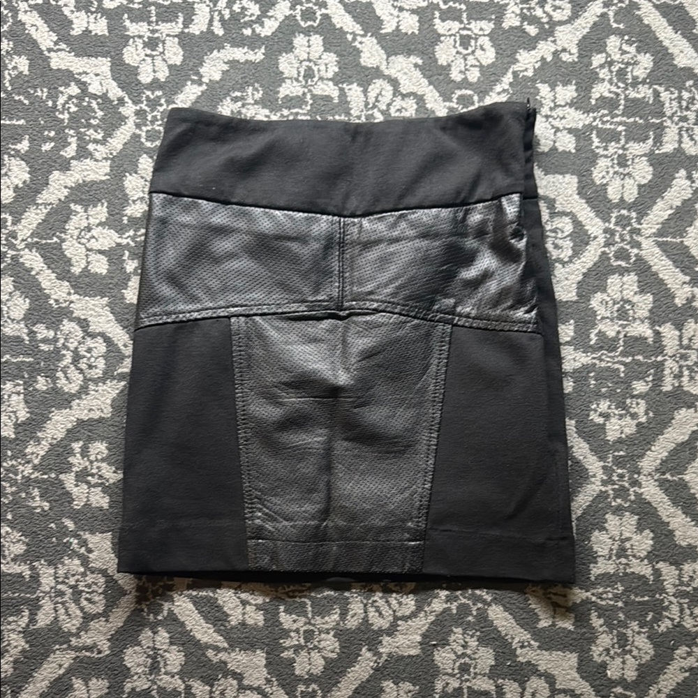Black Faux Leather Panel Skirt
